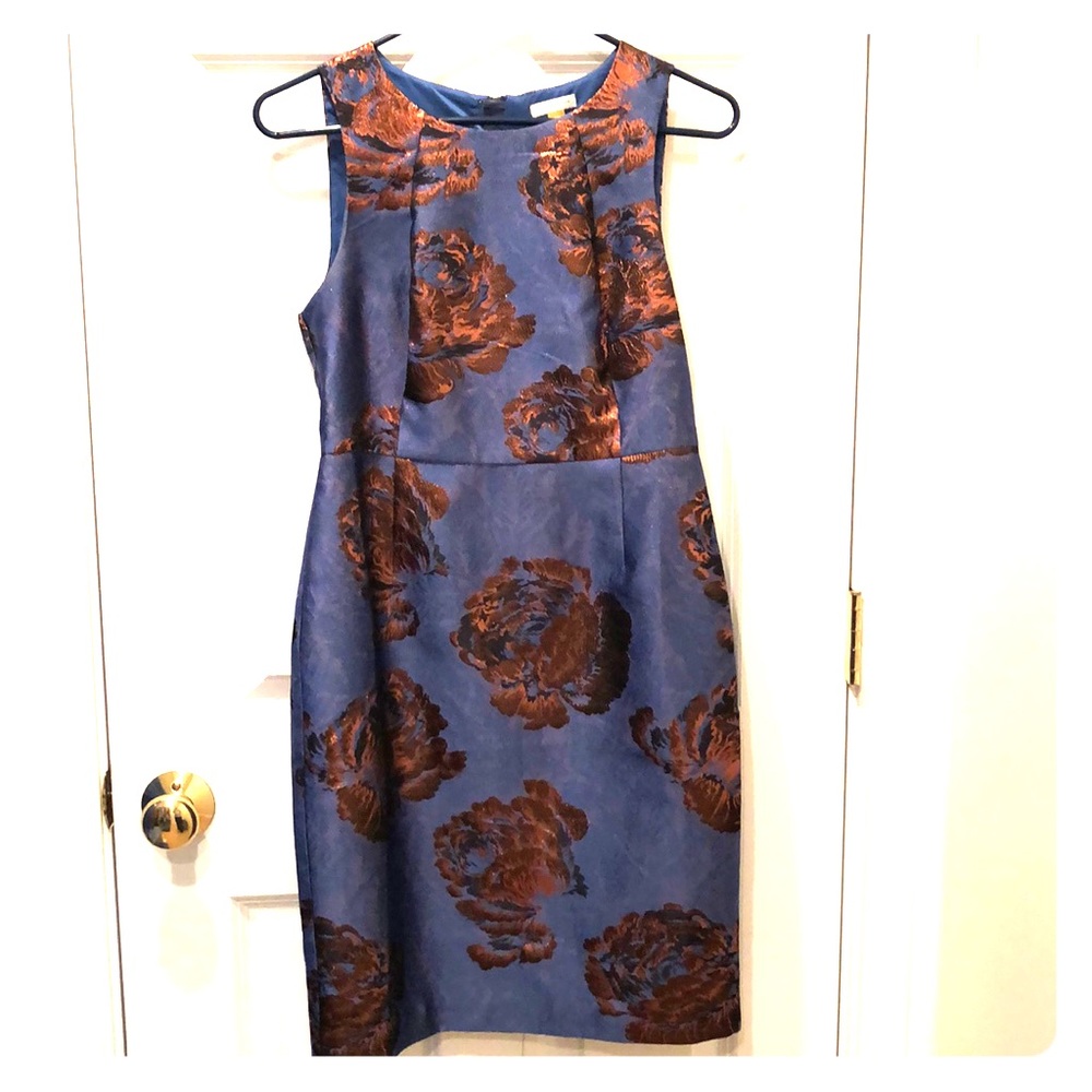Anthropologie: Bronzed Brocade Sheath Dress